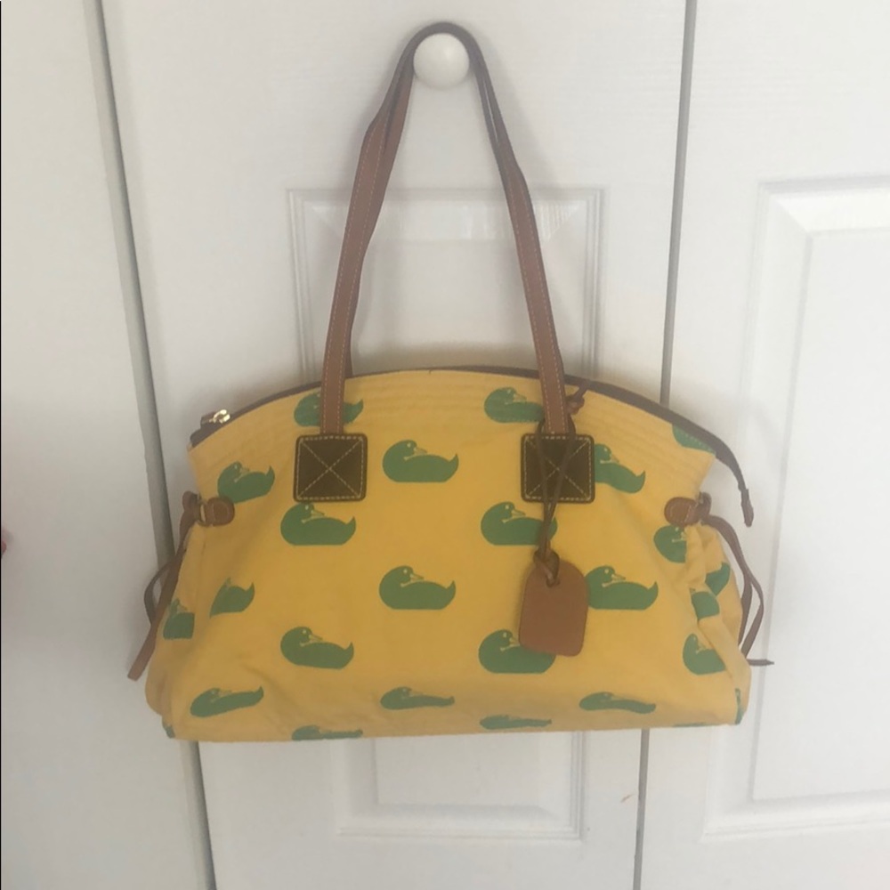 Dooney&Bourke yellow w/green ducks canvas bag
